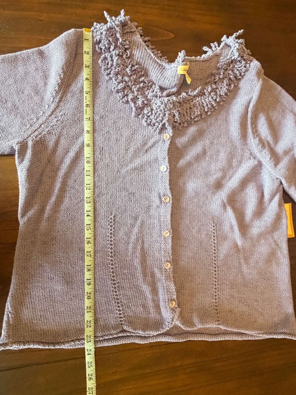 NWT Lavender Coldwater Creek Cardigan Sweater Fring Knit Scoop Neck, Size Large - Picture 14 of 16